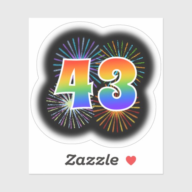 Fun Fireworks + Rainbow Pattern "43" Event # (Sheet)