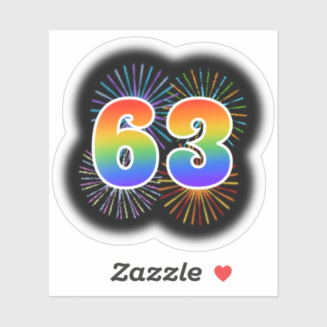 Fun Fireworks + Rainbow Pattern "63" Event # (Sheet)