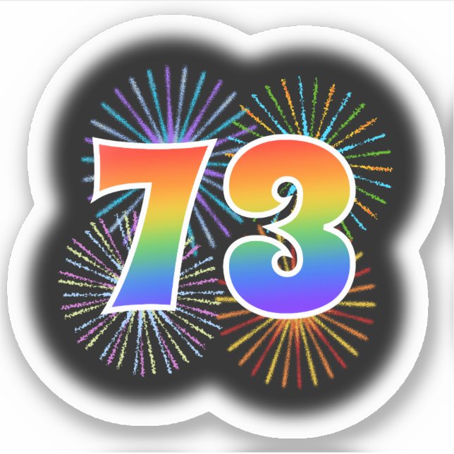 Fun Fireworks + Rainbow Pattern "73" Event # (Front)