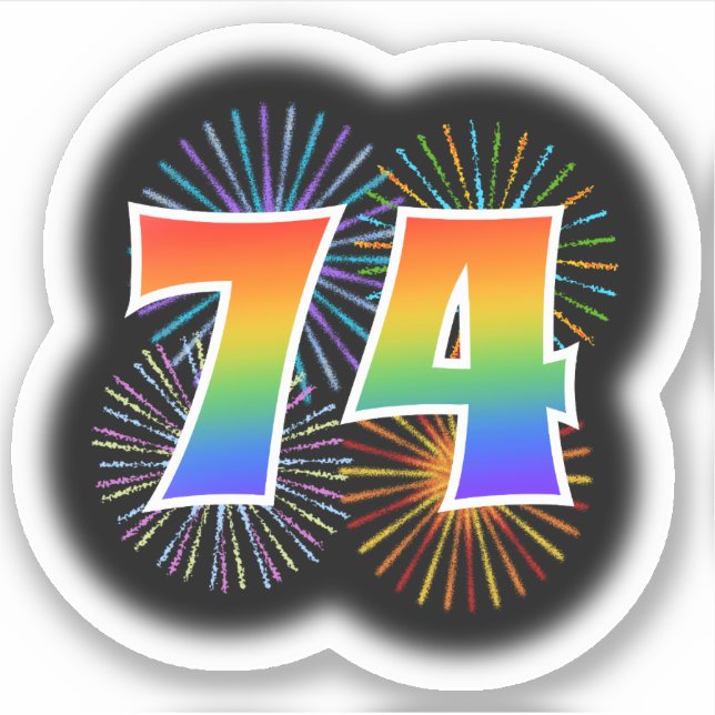 Fun Fireworks + Rainbow Pattern "74" Event # (Front)