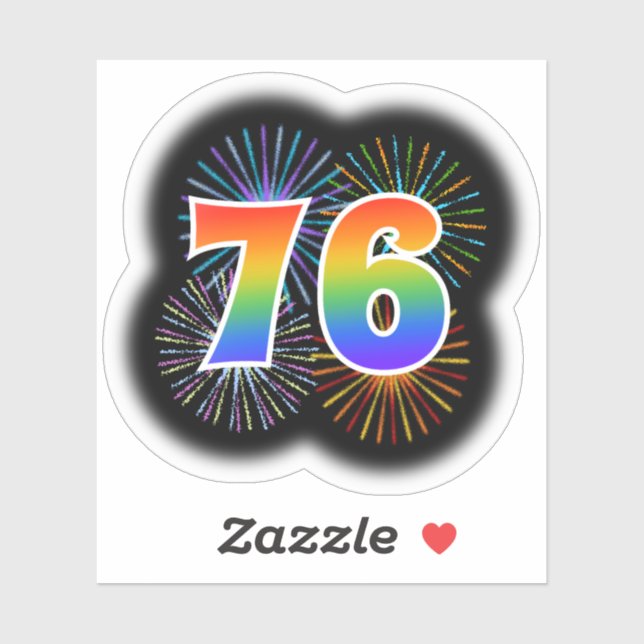 Fun Fireworks + Rainbow Pattern "76" Event # (Sheet)