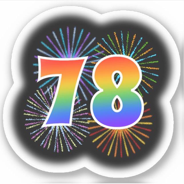 Fun Fireworks + Rainbow Pattern "78" Event # (Front)