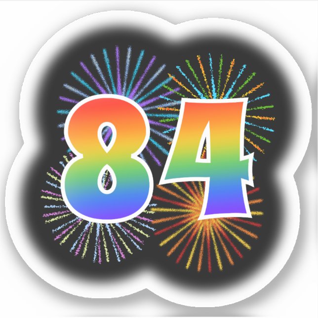 Fun Fireworks + Rainbow Pattern "84" Event # (Front)