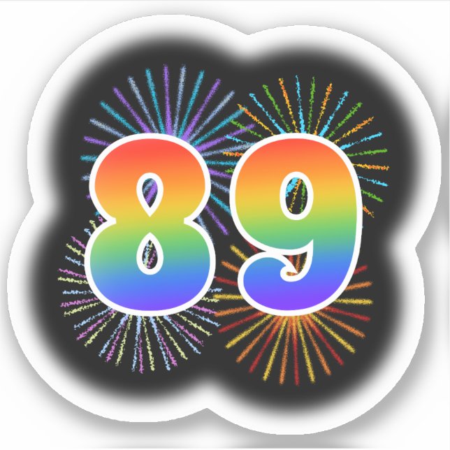 Fun Fireworks + Rainbow Pattern "89" Event # (Front)
