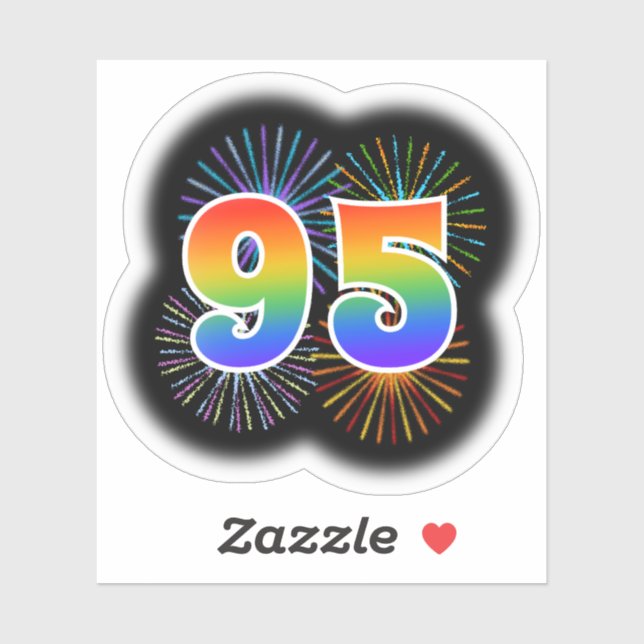 Fun Fireworks + Rainbow Pattern "95" Event # (Sheet)