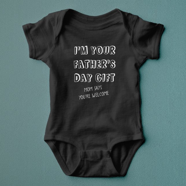 Fun First Father's Day Gift from Kids Humour Black Baby Bodysuit (Creator Uploaded)
