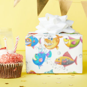 Fun Fish In Bubbles  Wrapping Paper