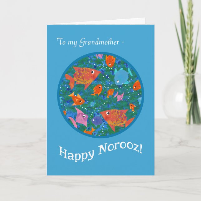 Fun Fish in the Sea Norooz Card for Grandmother (Front)