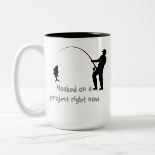 Fun Fisherman Outline & Text Two-Tone Coffee Mug