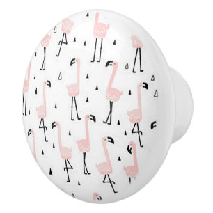 Fun Flamingo Ceramic Door Knob