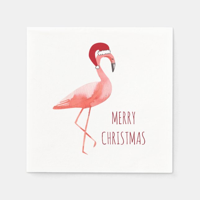 Fun Flamingo Christmas napkins (Front)