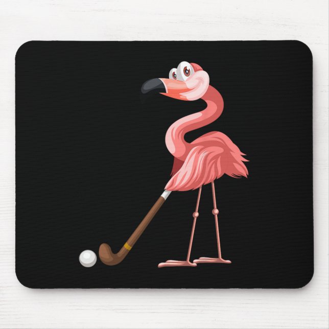 Fun Flamingo Hockey Flamingo Playing Hockey  Mouse Pad (Front)