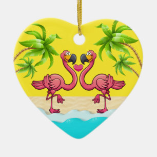 Fun Flamingo Love Ceramic Tree Decoration