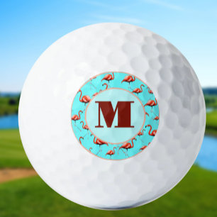 Fun Flamingo pink monogram ladies personalised  Golf Balls