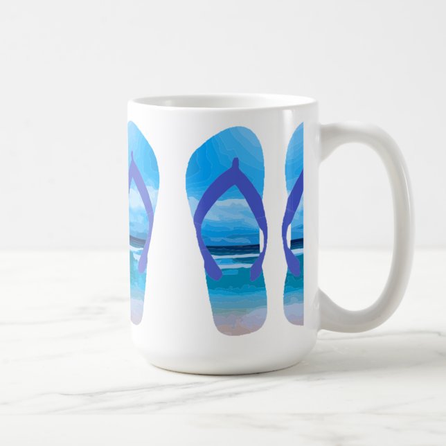 Fun Flip Flops Summer Beach Art for Vacation Coffee Mug (Right)