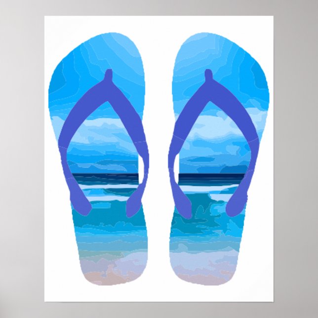 Fun Flip Flops Summer Beach Art for Vacation Poster (Front)