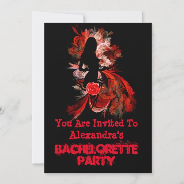 Fun flirty adult personalised bachelorette party invitation (Front)