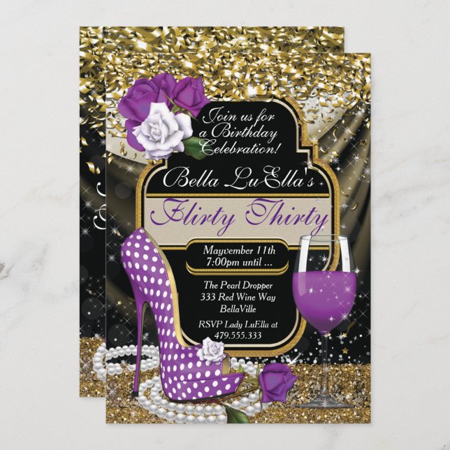 Fun Flirty Birthday Party Invitations (Front/Back)