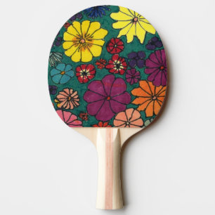 "Fun Floral #1" Ping Pong Paddle