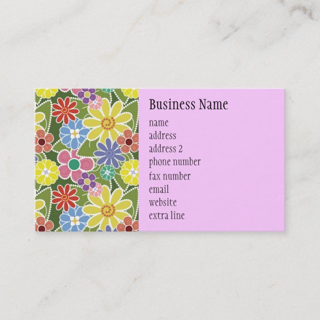Fun Floral Bright Business Card (Front)