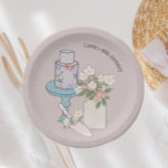 Fun Floral Cake Summer 40th Birthday Paper Plate<br><div class="desc">With a beautiful hand illustrated flower and Mason jar design these plates are perfect for summer 40th birthday parties and celebrations.</div>