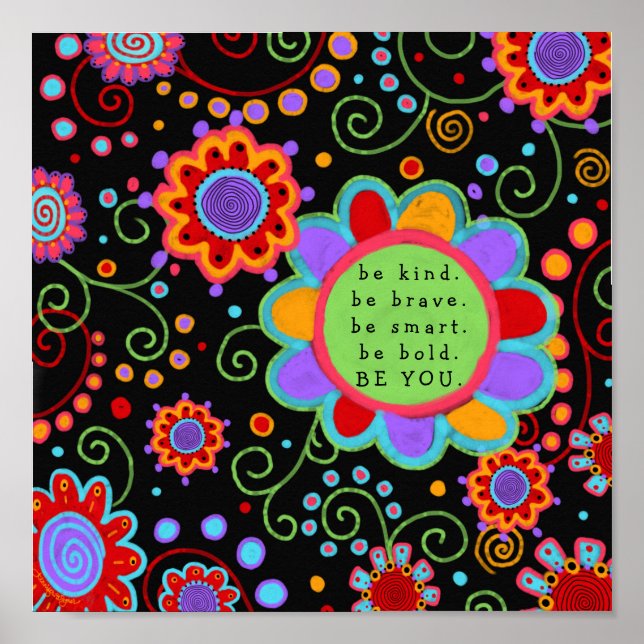 Fun Floral Colourful “BeYou” Classroom Poster (Front)