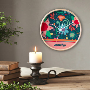 Fun Floral Colourful Personalised Inspirivity Cloc Clock