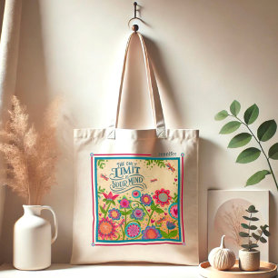 Fun Floral Dragonfly Custom Name Quote Inspirivity Tote Bag