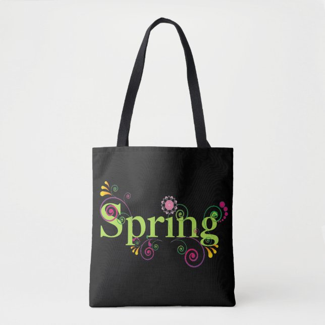 Fun Floral Spring Colourful Tote Bag (Front)
