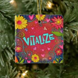 Fun Floral Vitalize Pretty Dragonfly Inspirivity   Ceramic Ornament