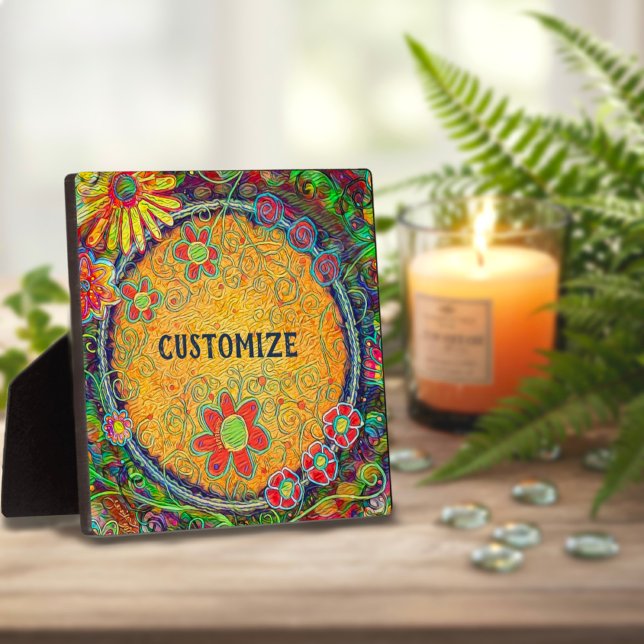 Fun Floral Yellow Whimsical ONE WORD Plaque (Creator Uploaded)