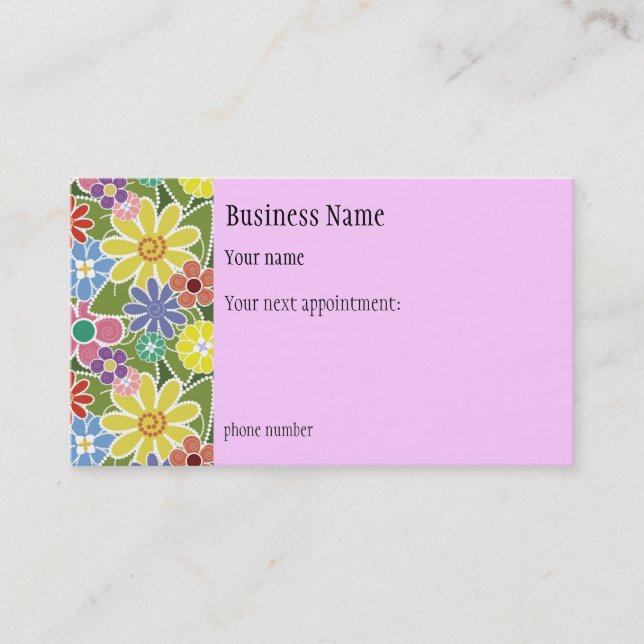 Fun Florals Bright Appointment Card (Front)