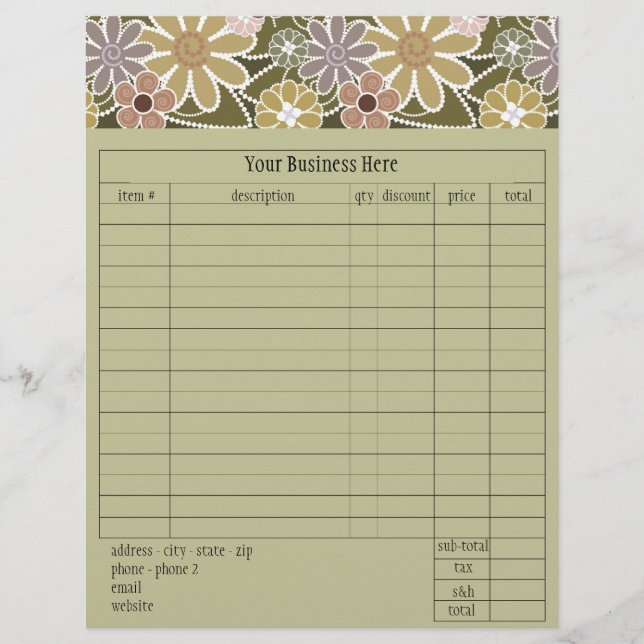 Fun Florals Order Form Flyer (Front)