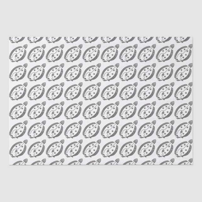 Fun Flounder Fish in Black and White Tissue Paper (Front)
