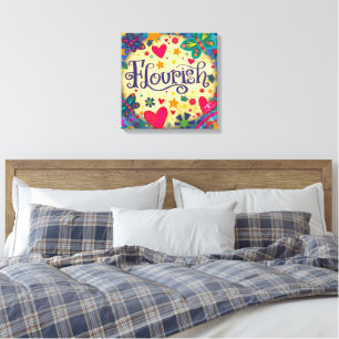 Fun Flourish Inspirational Heart Floral Pretty Canvas Print