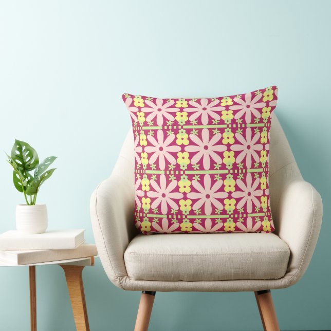 Fun Flower Frames Magenta Yellow Pastel Green  Cushion (Chair)