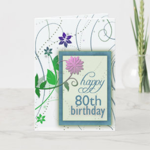 Fun flower happy 80th Birthday Card