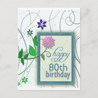 Fun flower happy 80th Birthday Postcard