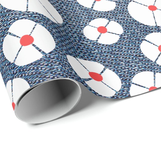 Fun Flower on Denim Wrapping Paper (Roll Corner)