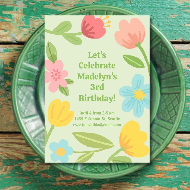 Fun Flowers Birthday Invitation (Creator Uploaded)