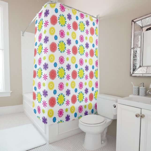 Fun Flowers Colourful Garden Fiesta Shower Curtain (In Situ)