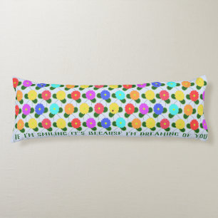Fun Flowers on Pale Blue Body Cushion