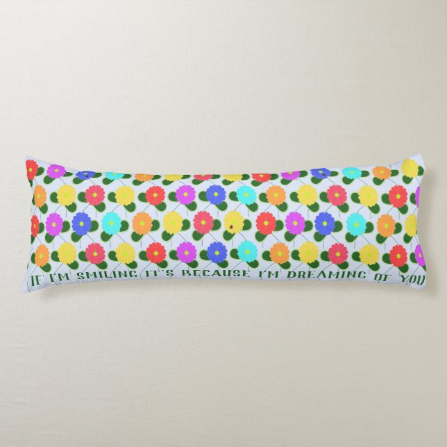 Fun Flowers on Pale Blue Body Cushion (Front)