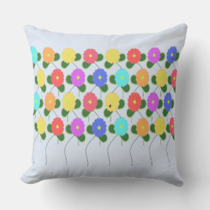Fun Flowers on Pale Blue Cushion
