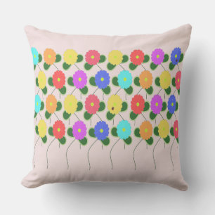 Fun Flowers on Pink Outdoor Pillow