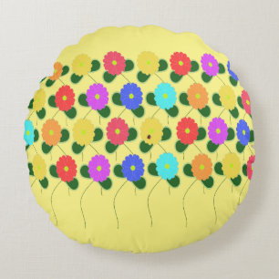 Fun Flowers Round Cushion