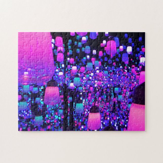 Fun Fluro Lights Bright Lamp Pink Purple Challenge Jigsaw Puzzle (Horizontal)