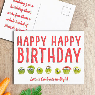 Fun food birthday card pun funny vege postcard