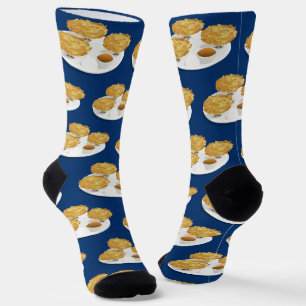 Fun Food Smiling Latkes Hanukkah Socks