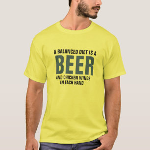 Fun Food Tee, Beer & Chicken Wings Balanced Diet  T-Shirt